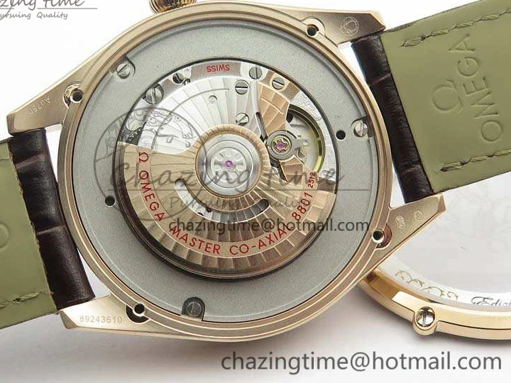 0509 Sophisticated Seamaster Edizione Venezia RG Best Edition Black Dial On Leather Strap A 8125